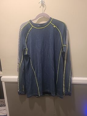 Helly Hansen Men's Lifa Stripe Crew Base Layer 2XL Blue Green